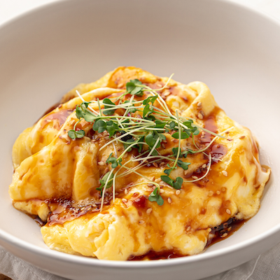 Scrambled Eggs with Goat Cheese and Eel&nbsp;Sauce