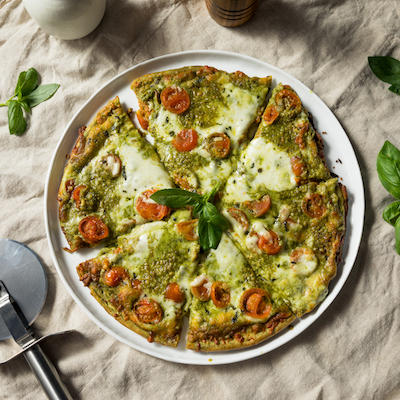Cauliflower Pizza with Basil&nbsp;Pesto