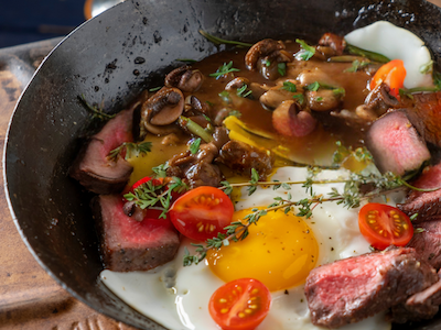 Steak and Eggs with Mushroom&nbsp;Sauce